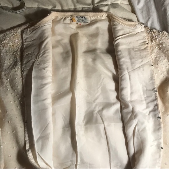 Rare vintage Banff sequin cardigan S/M winterwhite - Picture 10 of 14